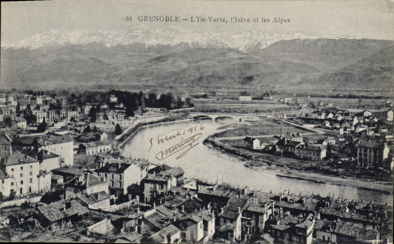 CPA Grenoble L'Ile Verte l'Isere et les Alpes