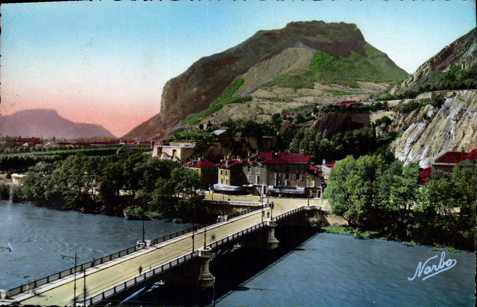 CPA Grenoble Isere Le Pont de France sur l'Isere et la Montagne de Neron