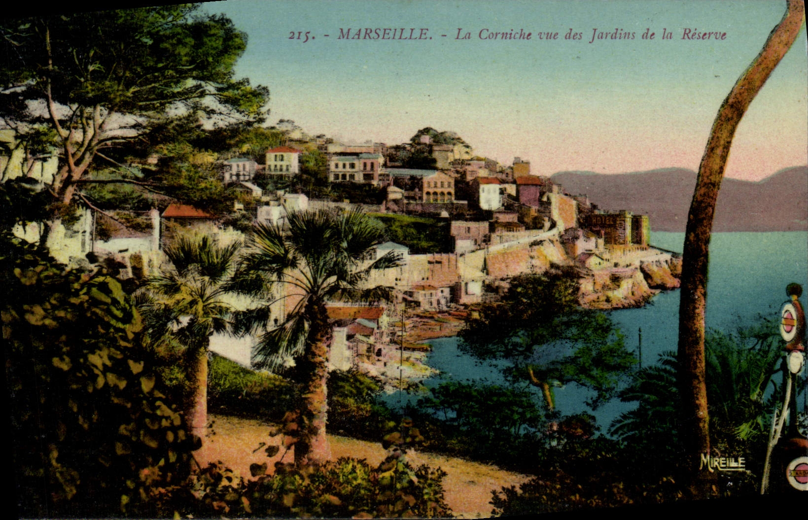 CPA Marseille La Corniche vue des Jardins de la Reserve