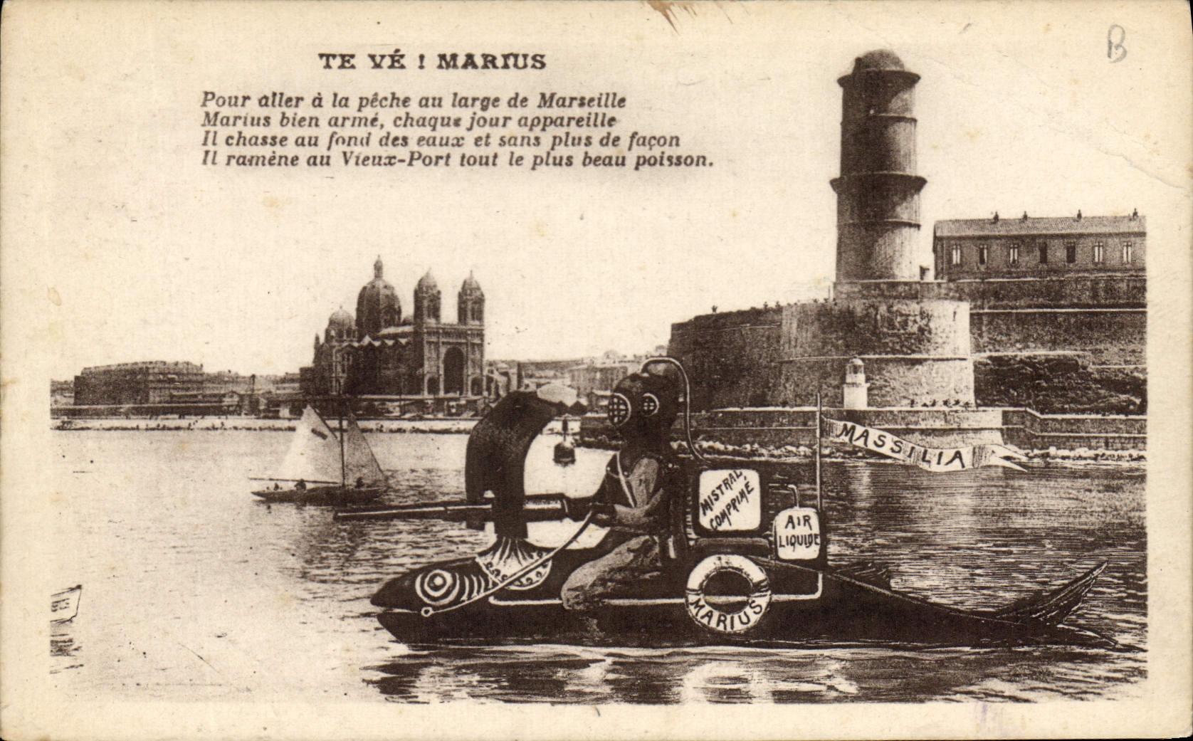 CPA Marseille Pour aller a la peche au large de Marseille Sous-Marin Sardine