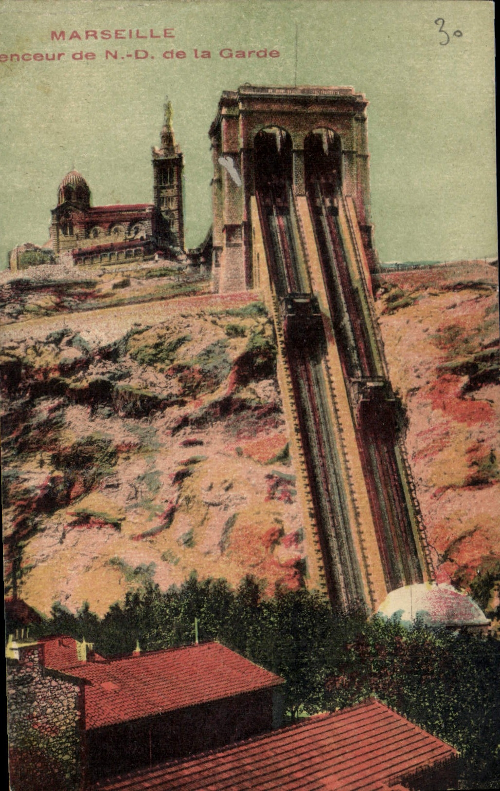 CPA Marseille Ascenseurs de N D de la Garde