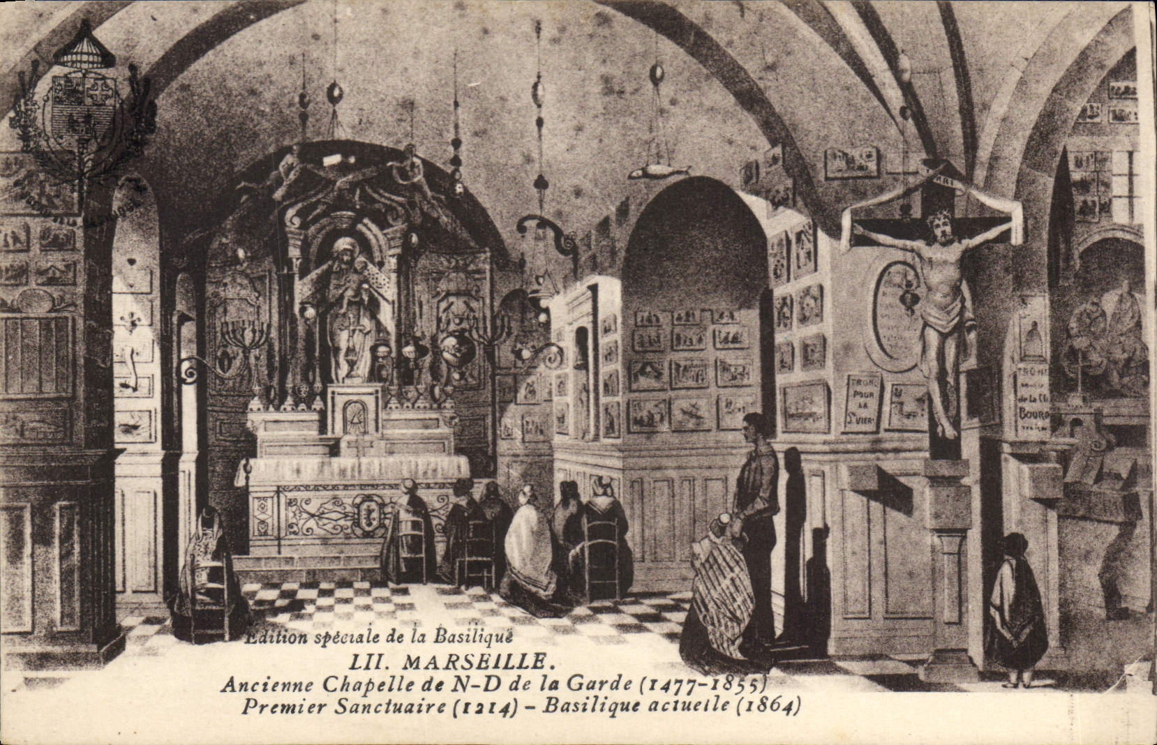 CPA Marseille Ancienne Chapelle de N D de la Garde Premier sanctuaire Basilique actuelle