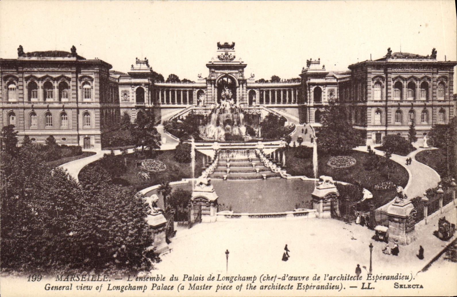 CPA Marseille L'ensemble du Palais de Longchamp (chef d'oeuvre de l'architecte Esperandieu)