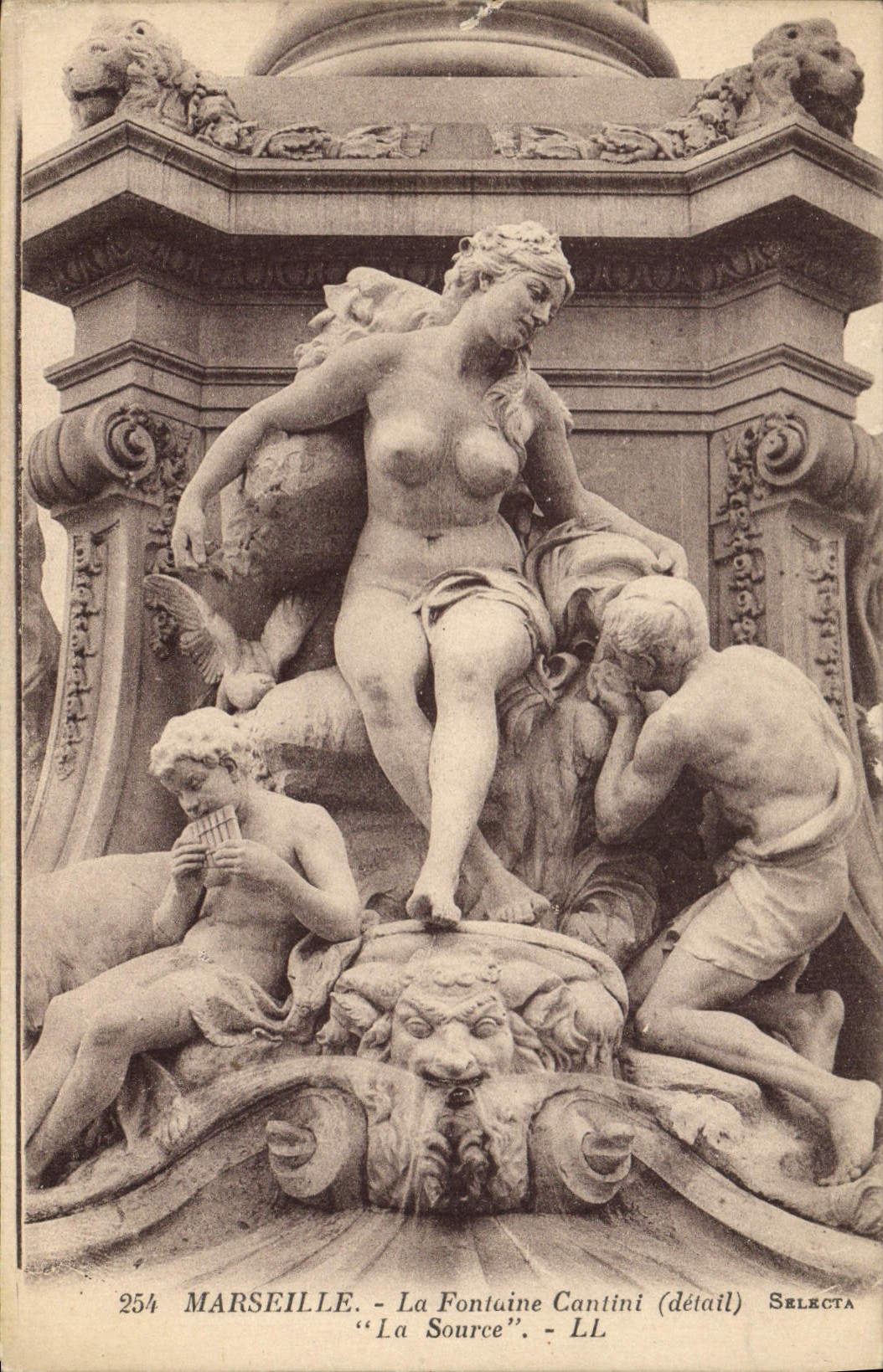 CPA Marseille La Fontaine Cantini (detail)