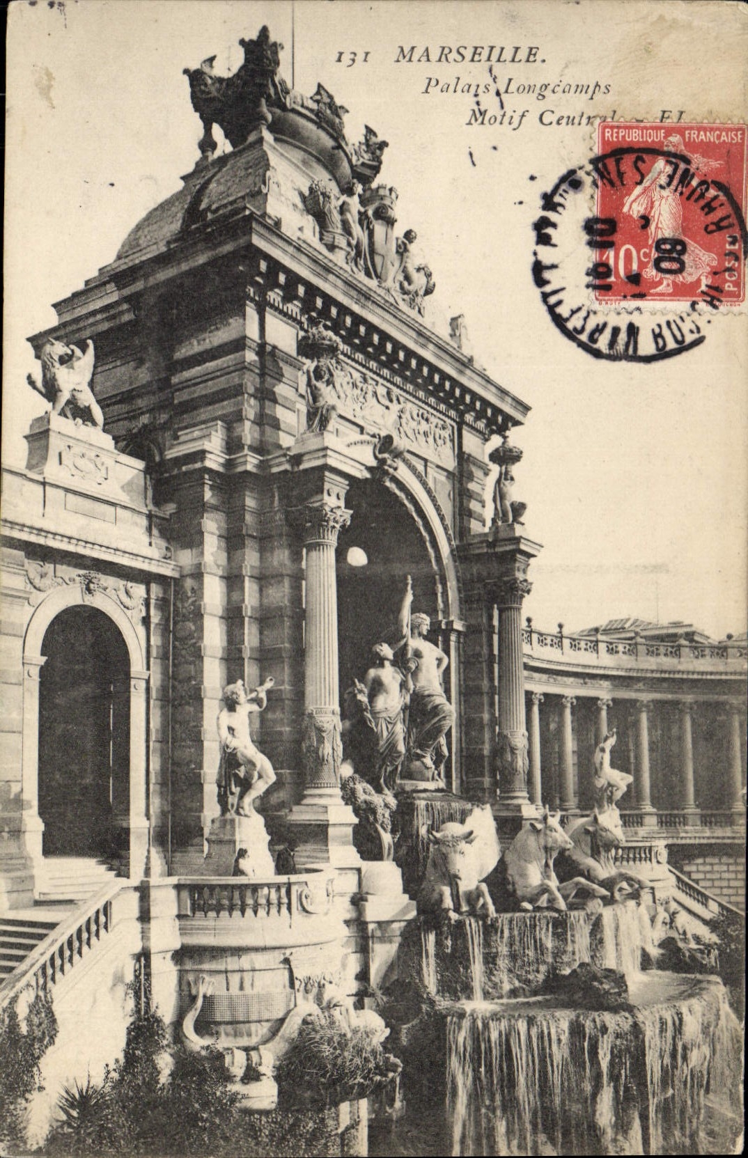 CPA Marseille Palais Longchamp Motif Central