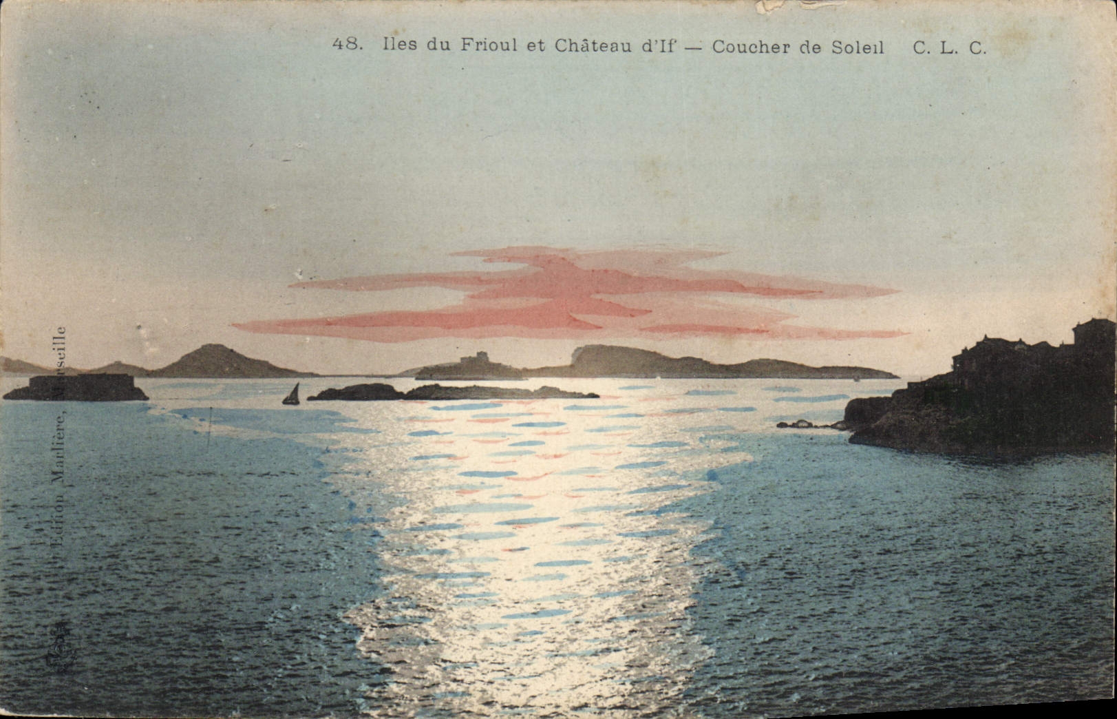 CPA Marseille Iles du Frioul et Chateau d'If Coucher de Soleil