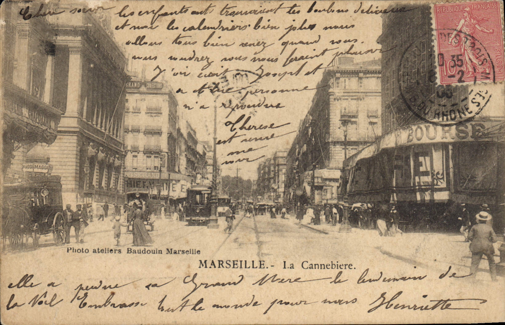 CPA Marseille La Cannebiere Tramway