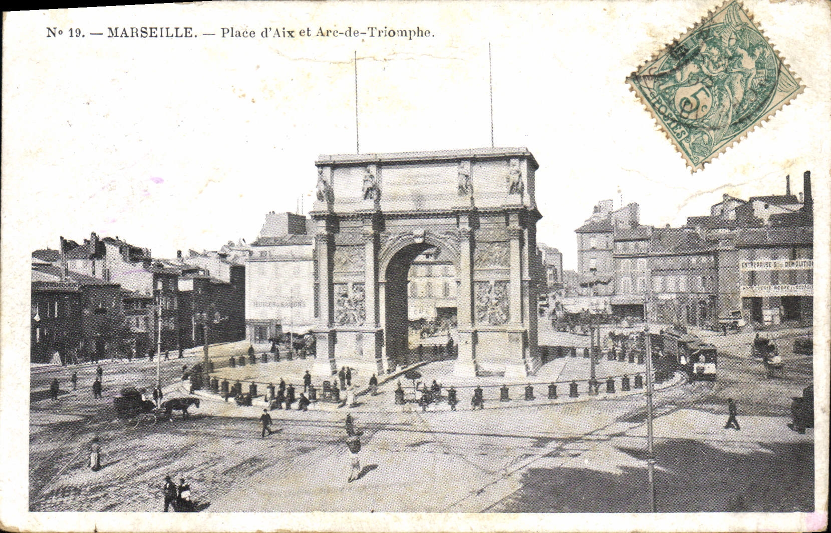 CPA Marseille Place de 'Aix et Arc de Triomphe 