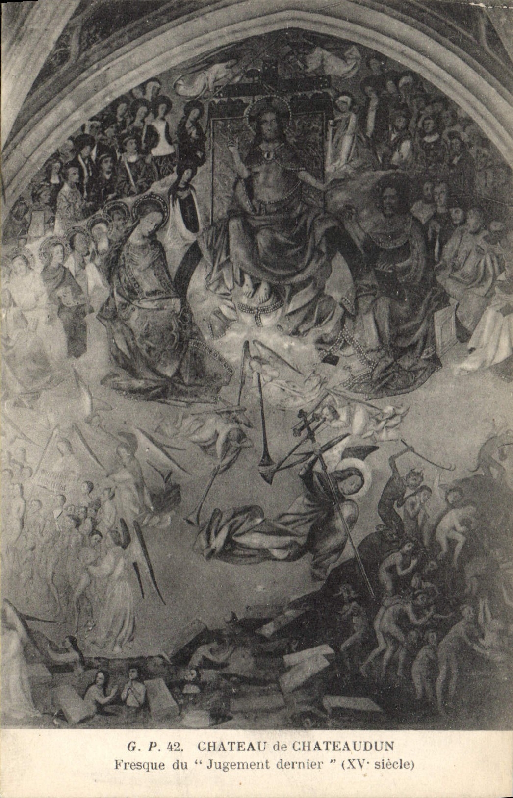 CPA Chateau de Chateaudun Fresque du Judgement dernier XV siecle