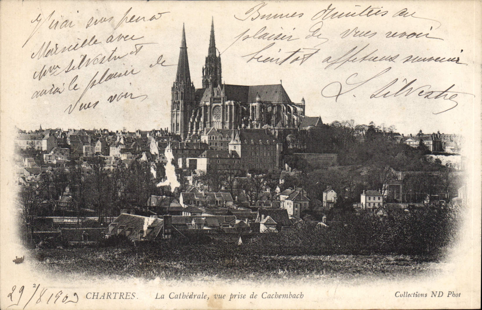 CPA Chartres La Cathedrale vue prise de Cachembach 