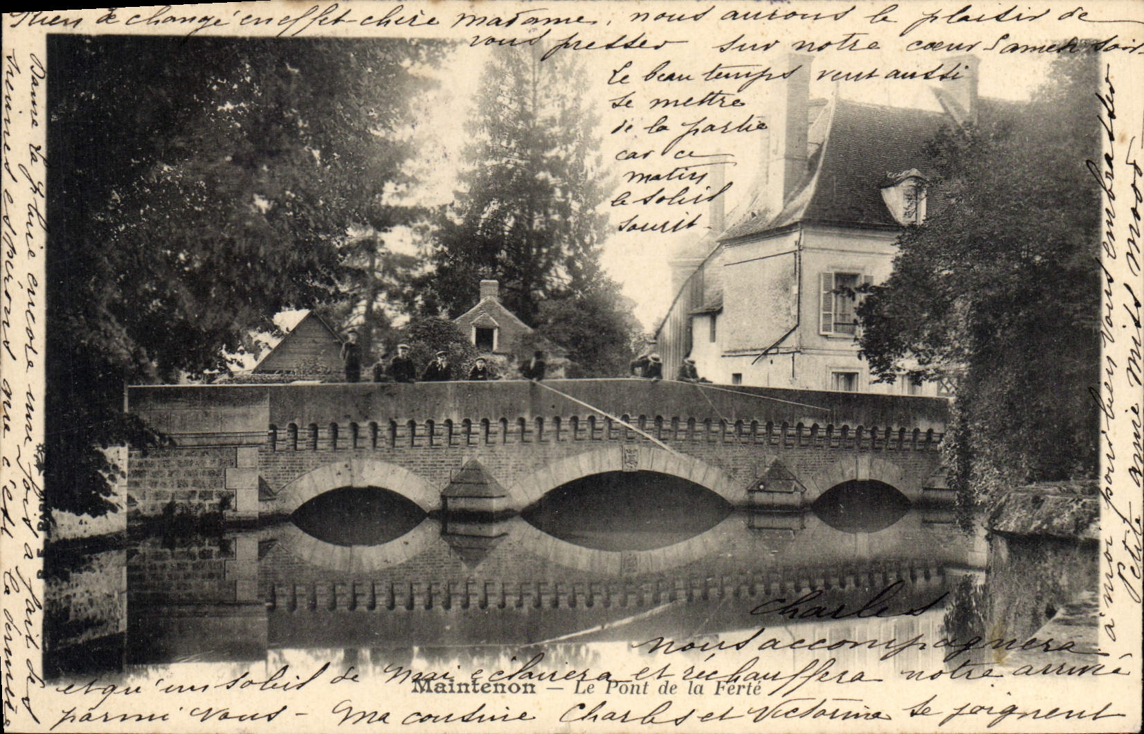 CPA Maintenon Le Pont de la Ferte Enfants Pecheur Peche
