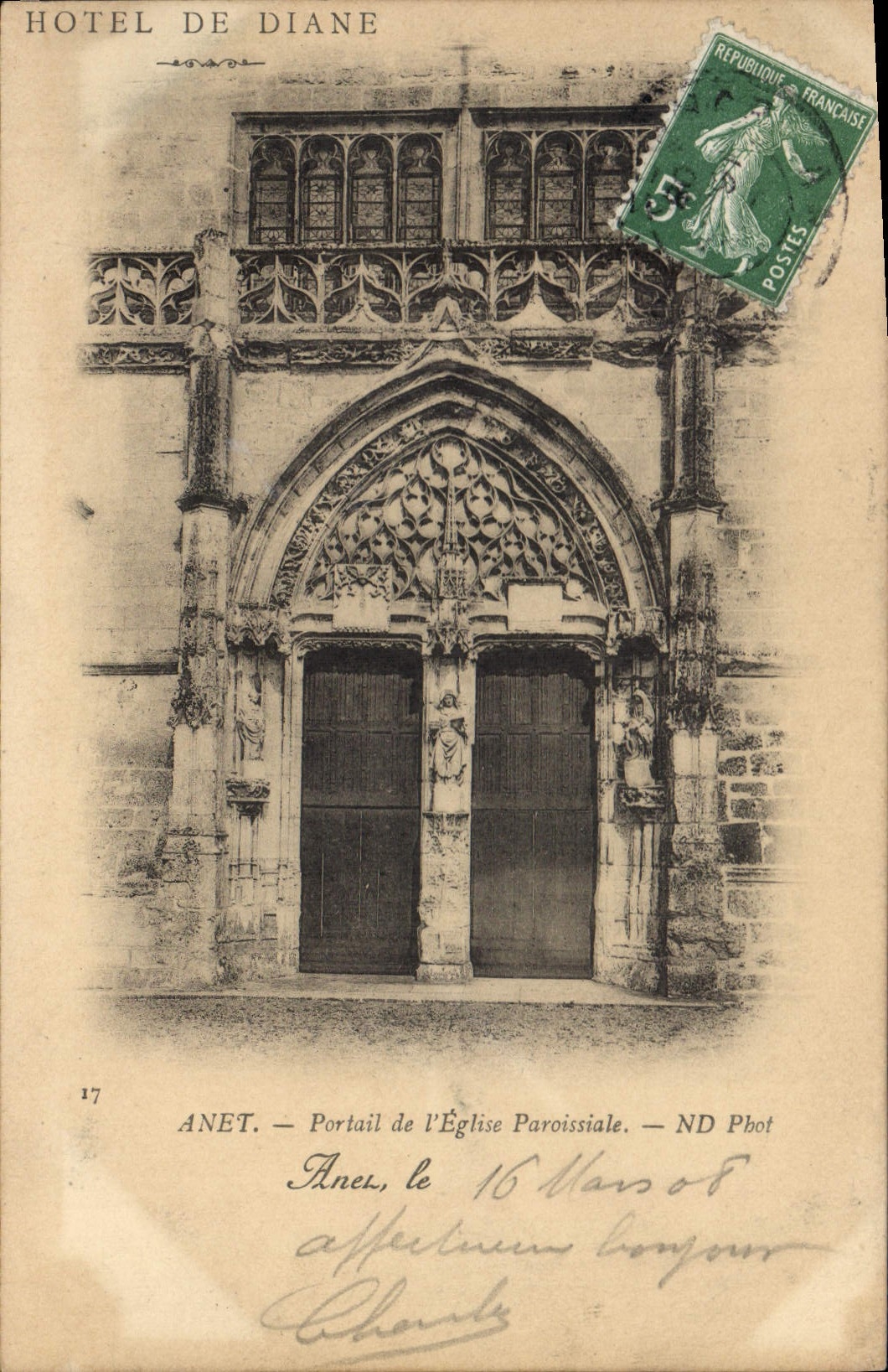 CPA Hotel de Diane Anet Portail de l'Eglise Paroissiale