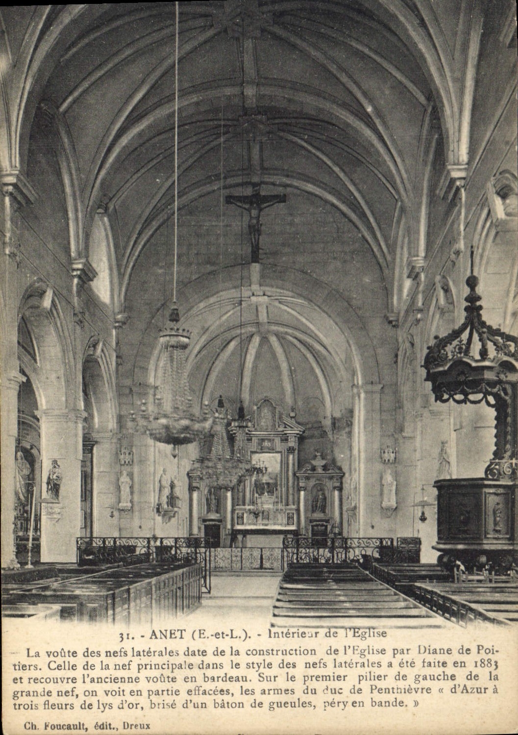 CPA Anet E et L Interieur de l'Eglise 