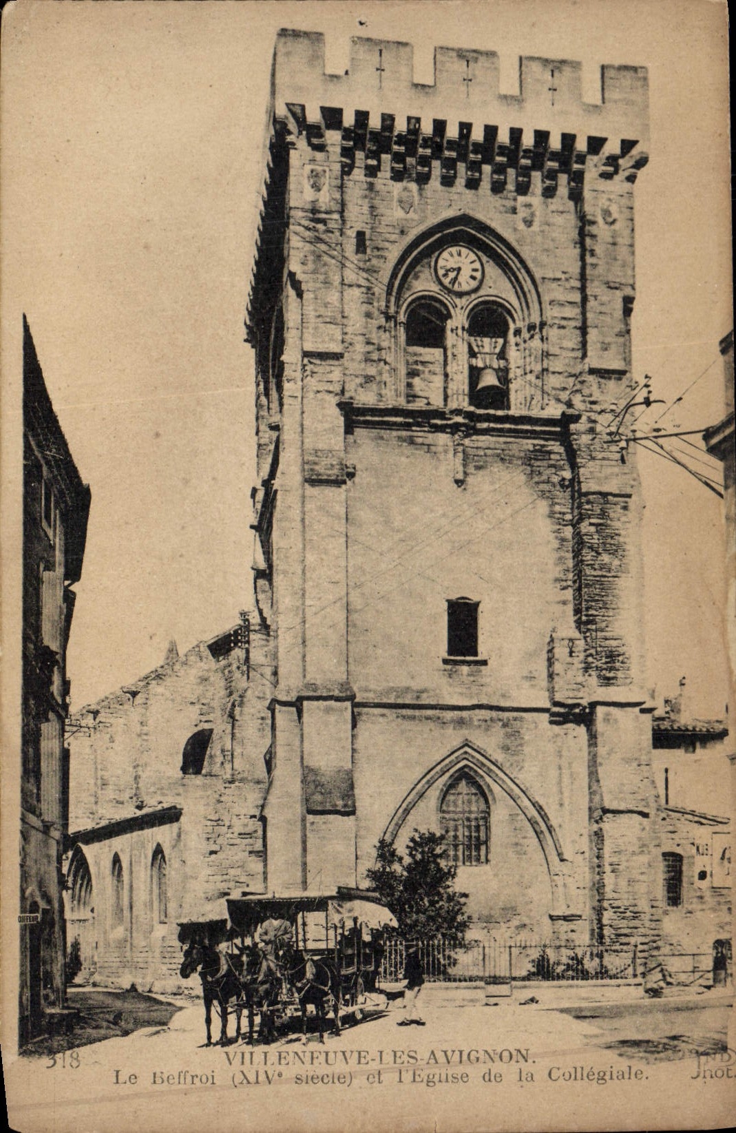 CPA Villeneuve les Avignon Le Beffroi XIV siecle et l'Eglise de la Collegiale Publicite Cirage Kiwi