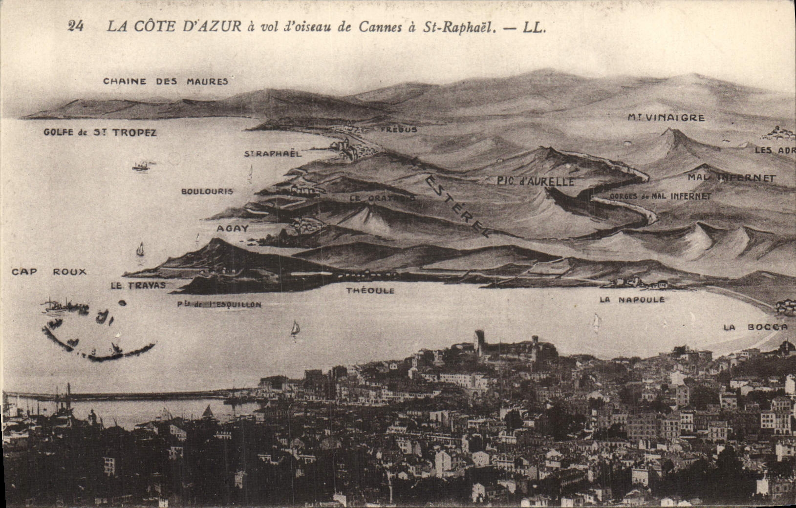 CPA La Cote d'Azur a vol d'oiseau de Cannes a St Raphael