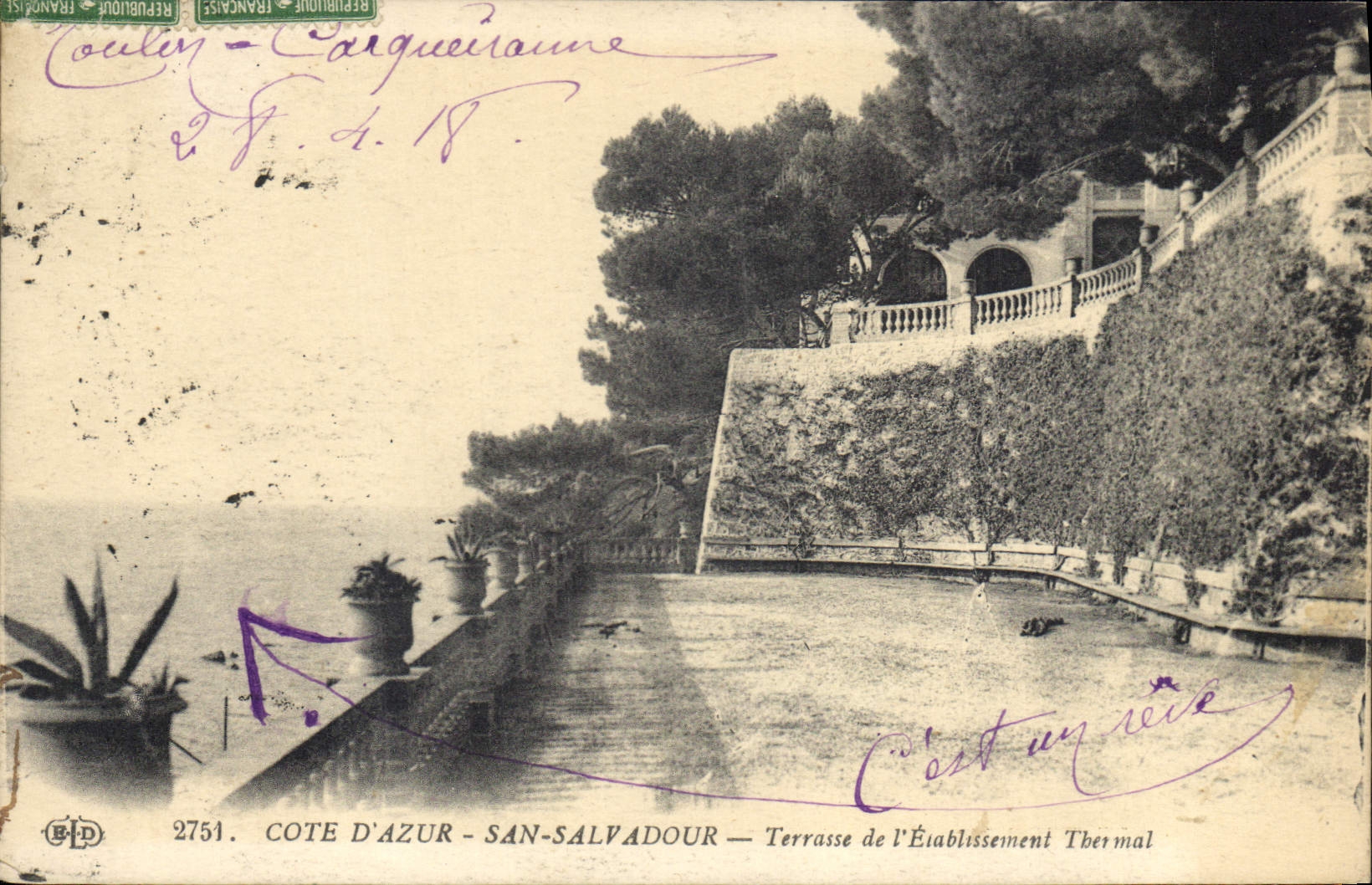 CPA Cote d'Azur San Salvadour Terrasse de l'Etablissement Thermal