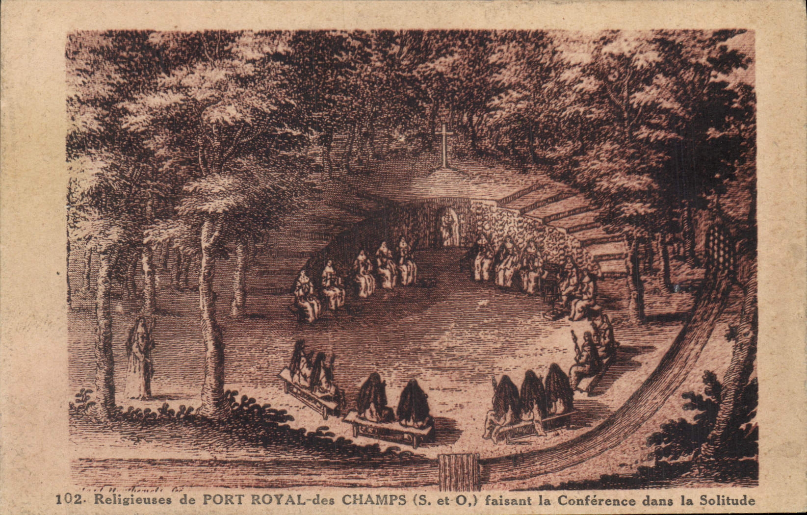 CPA Religieuse de Port Royal des Champs S et O faisant la Conference dans la Solitude