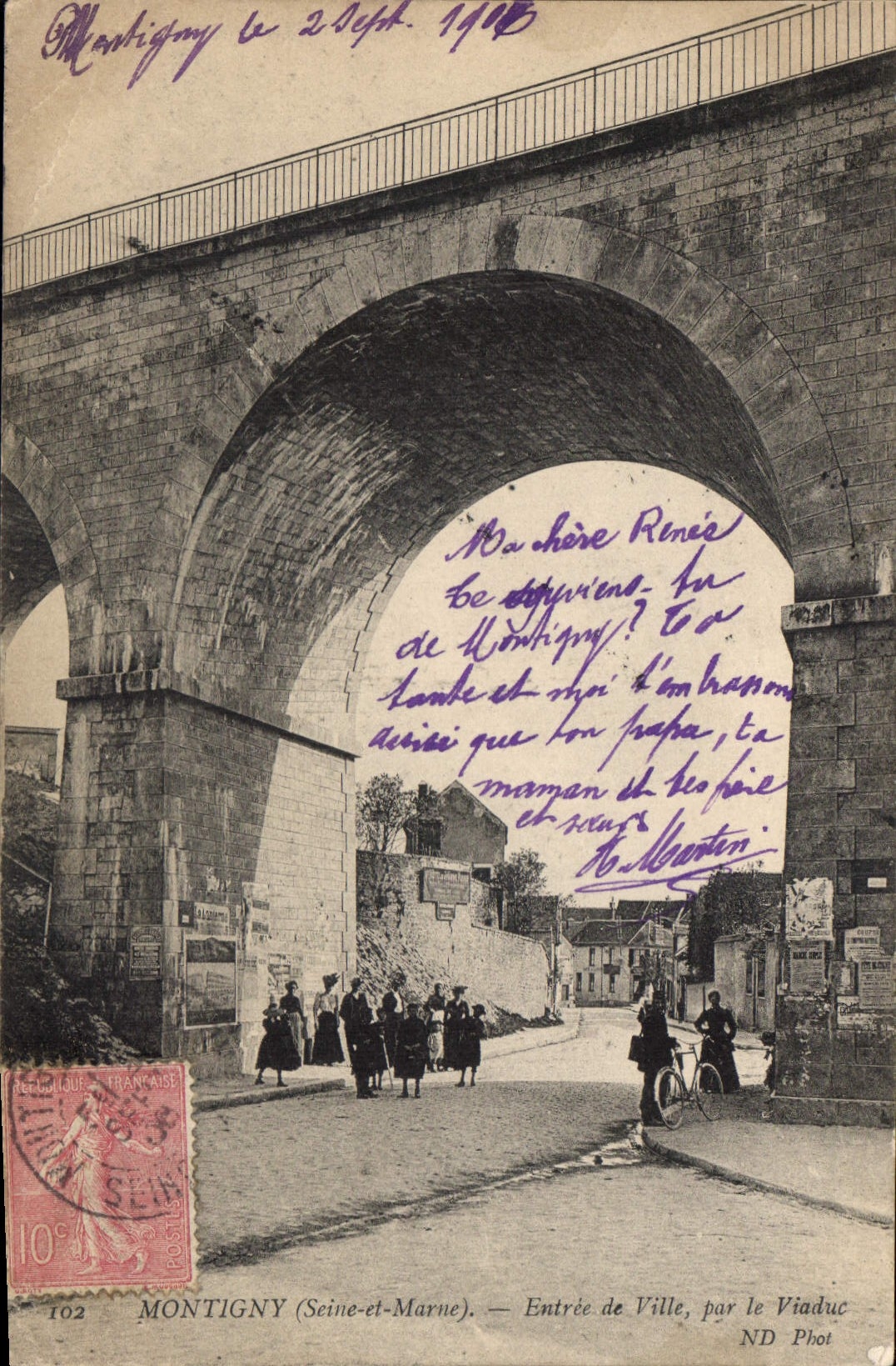 CPA Montigny Seine et Marne Entree de Ville par le Viaduc 