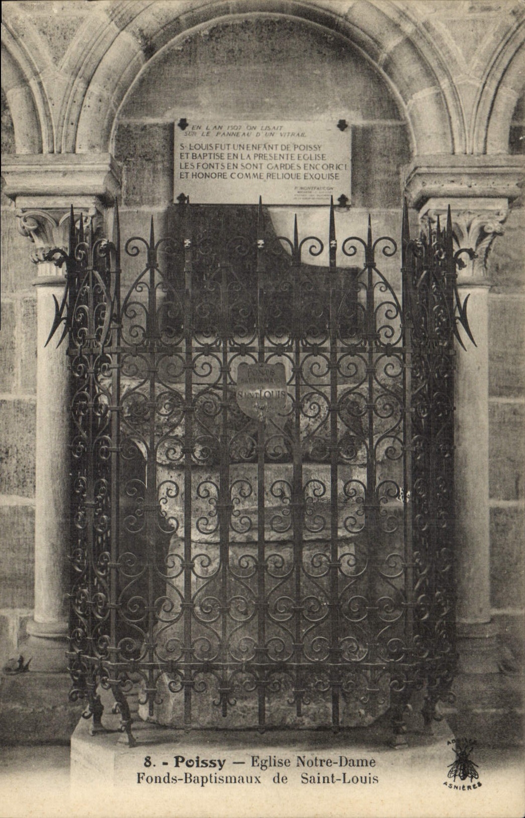 CPA Poissy Eglise Notre Dame Fonds Baptismaux de Saint Louis