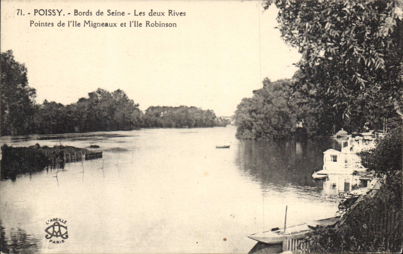 CPA Poissy Bords de Seine Les deux Rives Pointes de l'lle Migneaux et l'lle Robinson