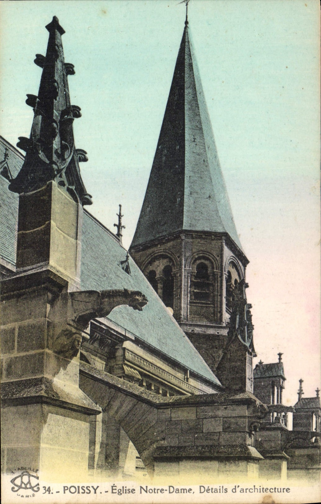 CPA Poissy Eglse Notre Dame Details d'architecture