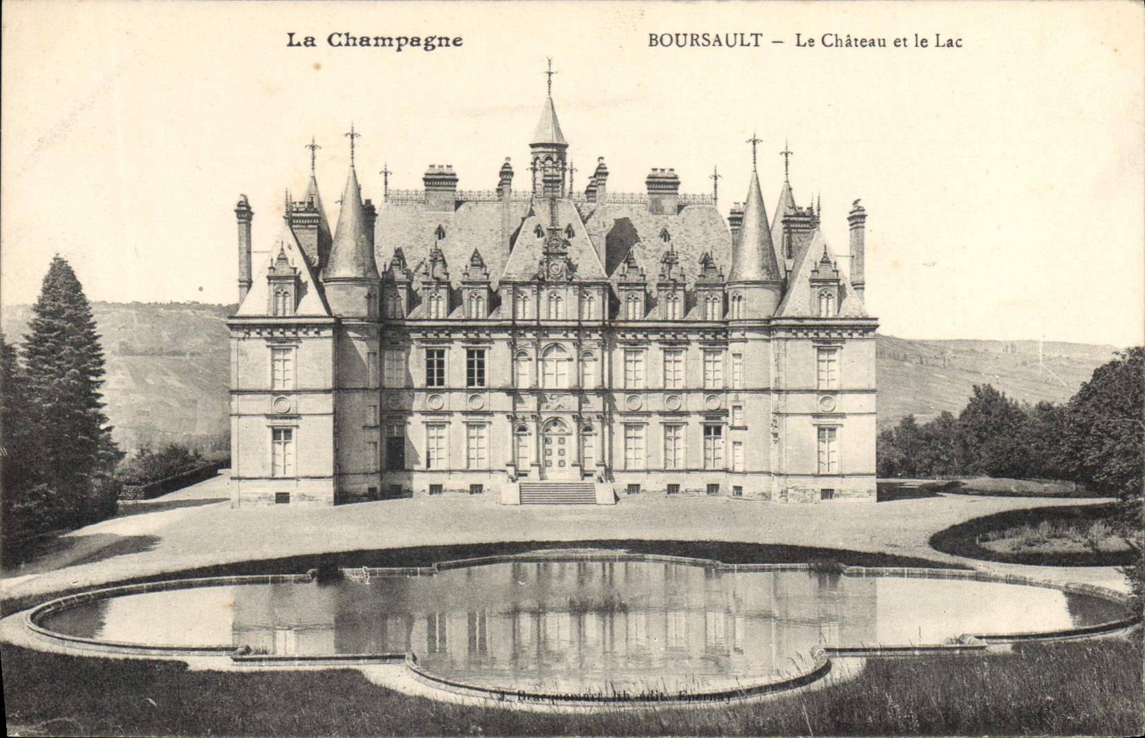 CPA La Champagne Boursault Le Chateau et le Lac 