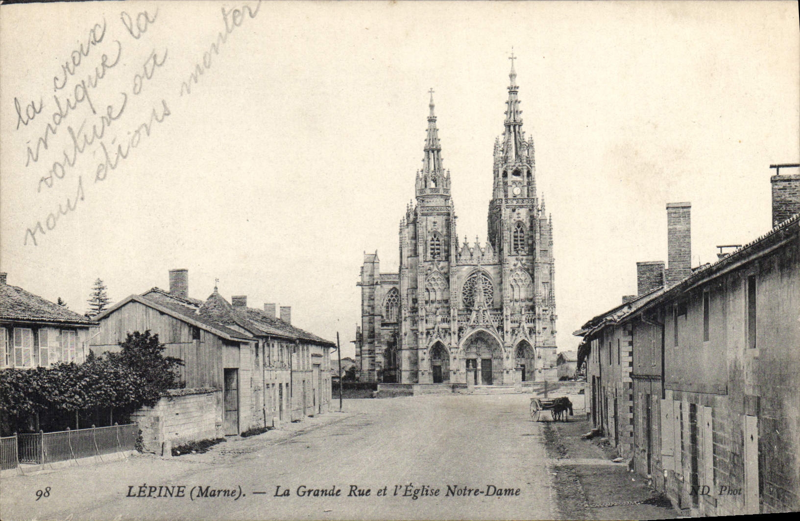 CPA Lepine Marne La Grande Rue et l'Eglise Notre Dame