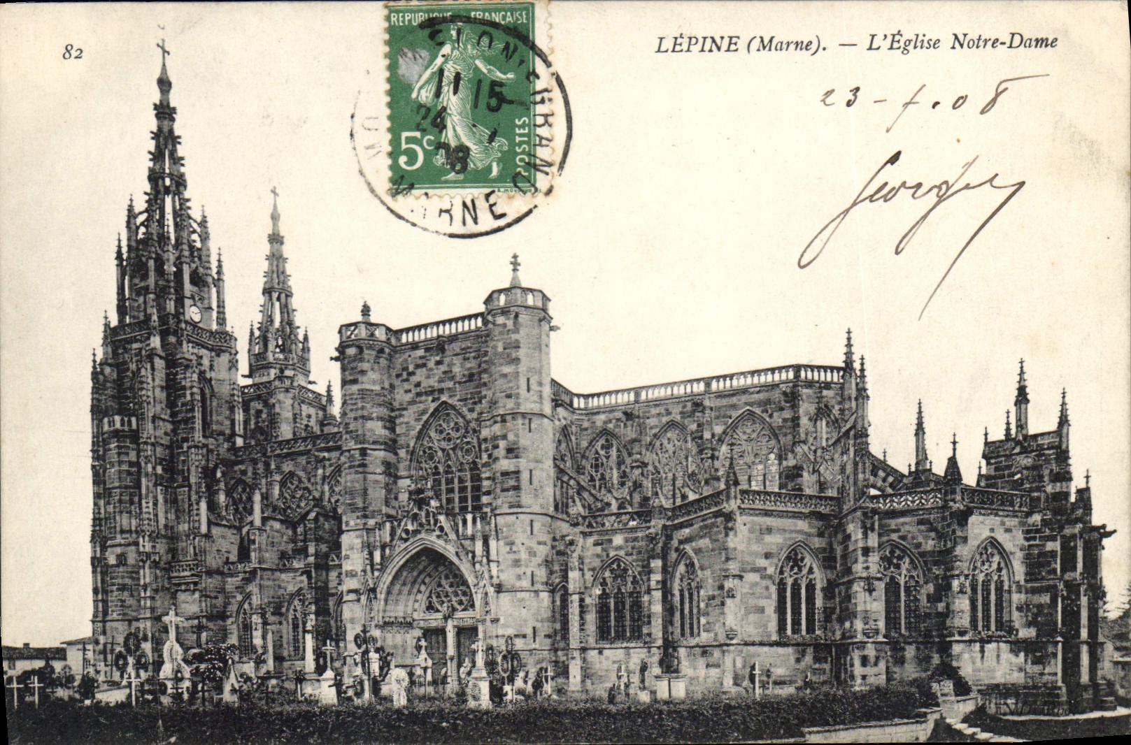CPA Lepine Marne L'Eglise Notre Dame 