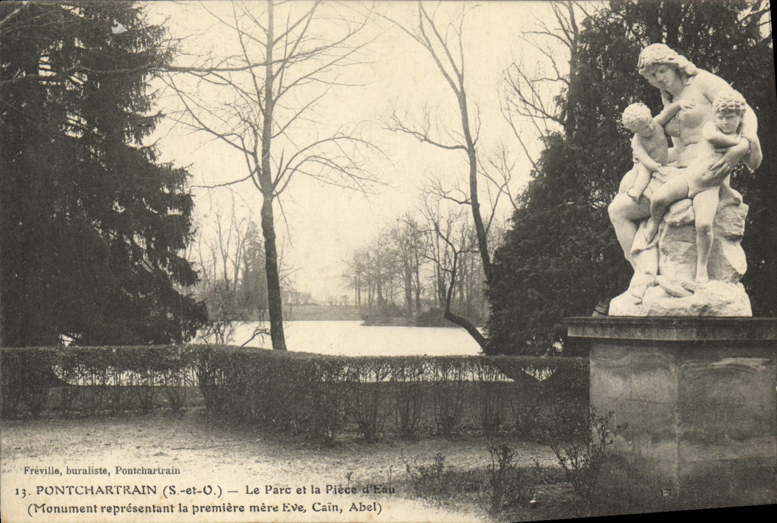 CPA Pontchartrain S et O Le Parc et la Piece d'Eau Eve Cain Abel