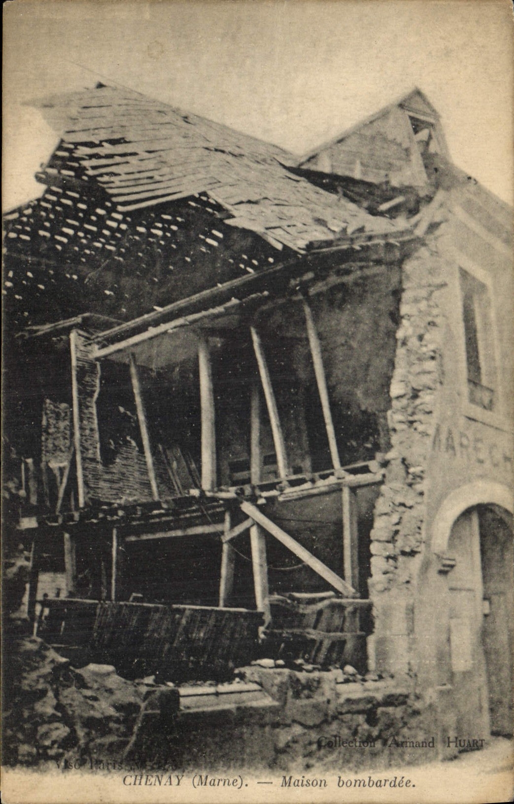 CPA Chaney Marne Maison bombarde 