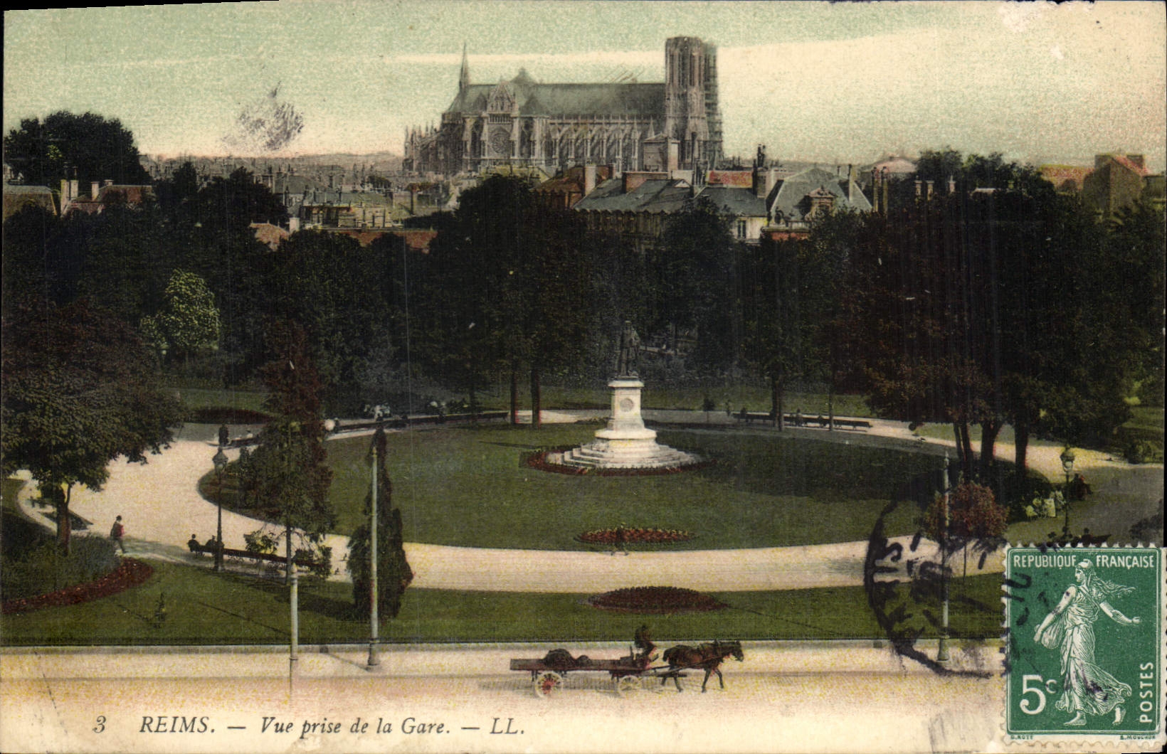 CPA Reims Vue prise de la Gare 