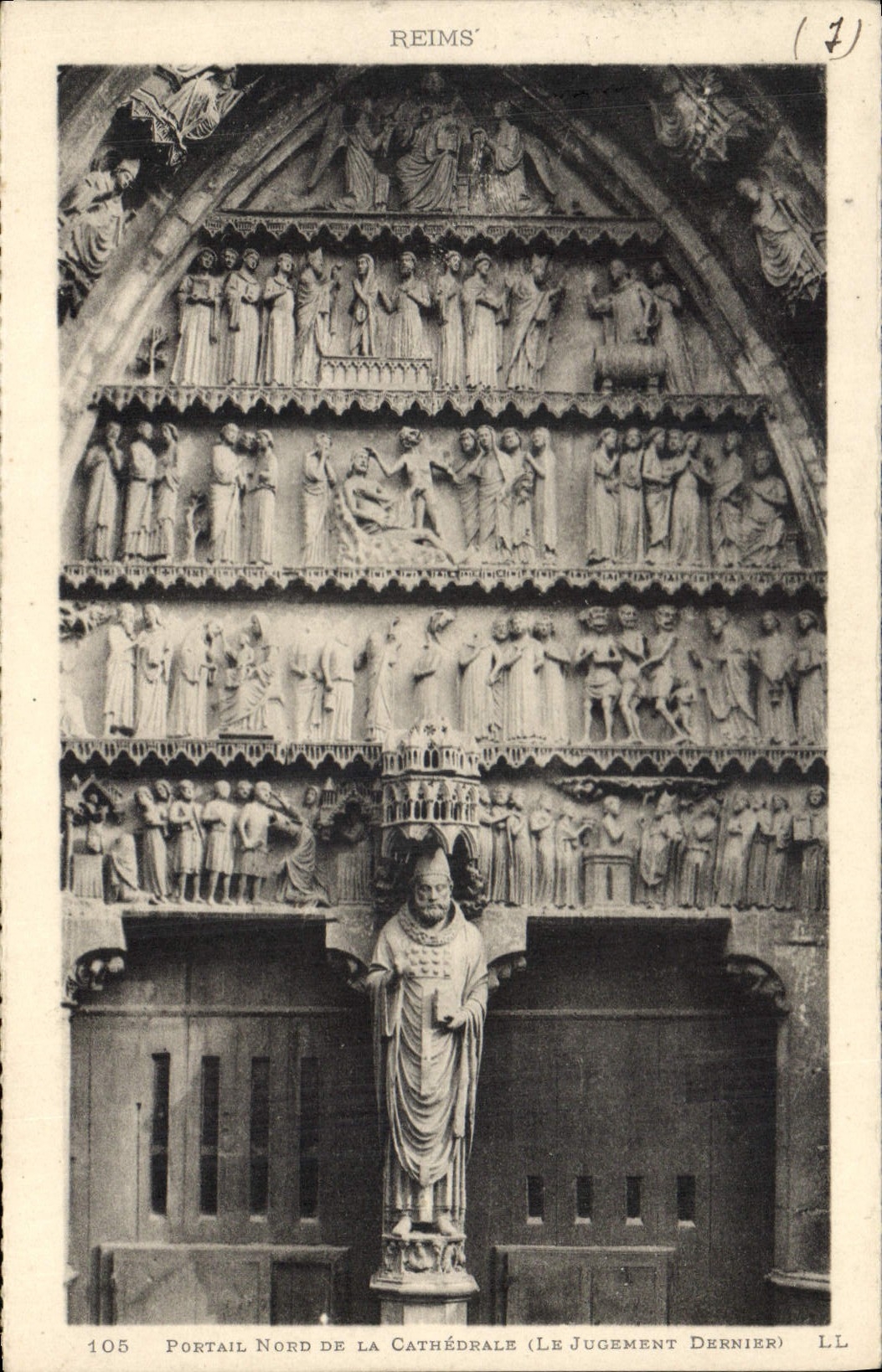 CPA Reims Portain Nord de la Cathedrale Le Jugement Dernier