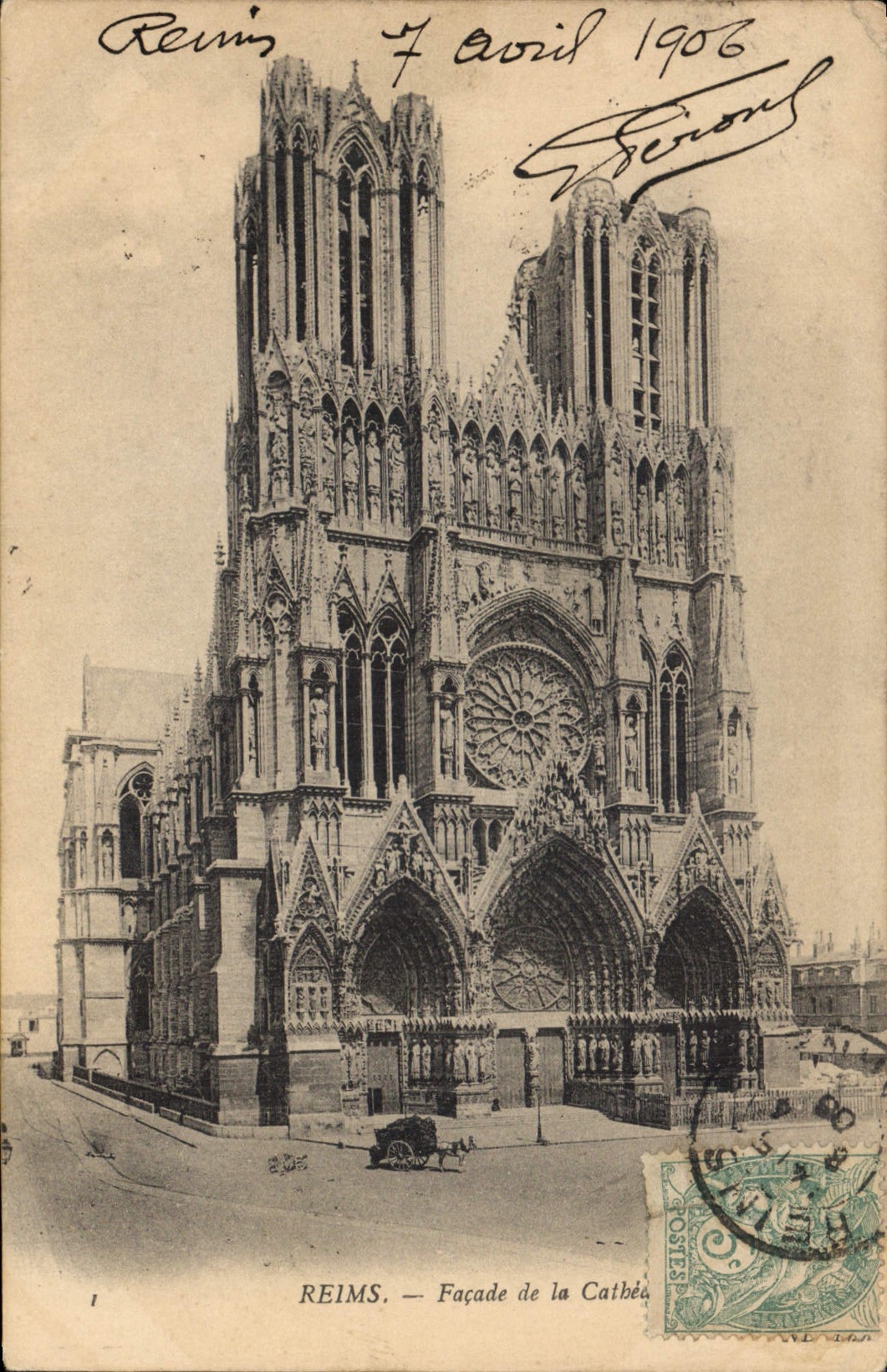CPA Reims Facade de la Cathedrale 