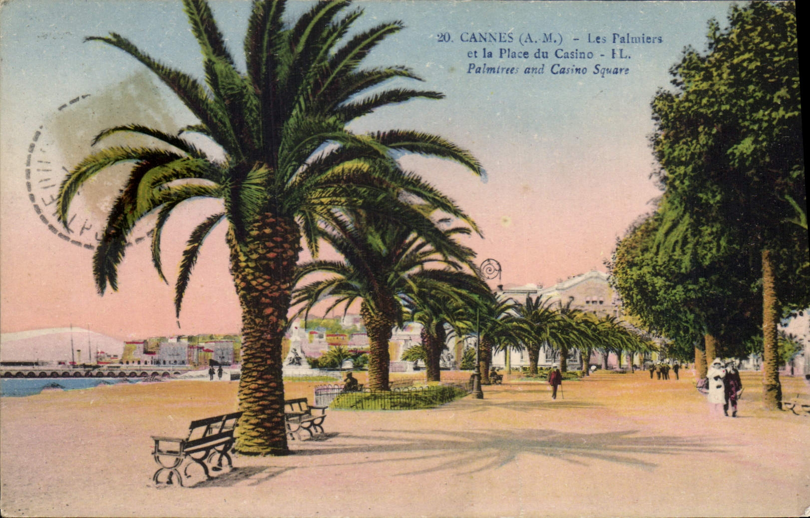 CPA Cannes AM Les Palmers et la Place du Casino 