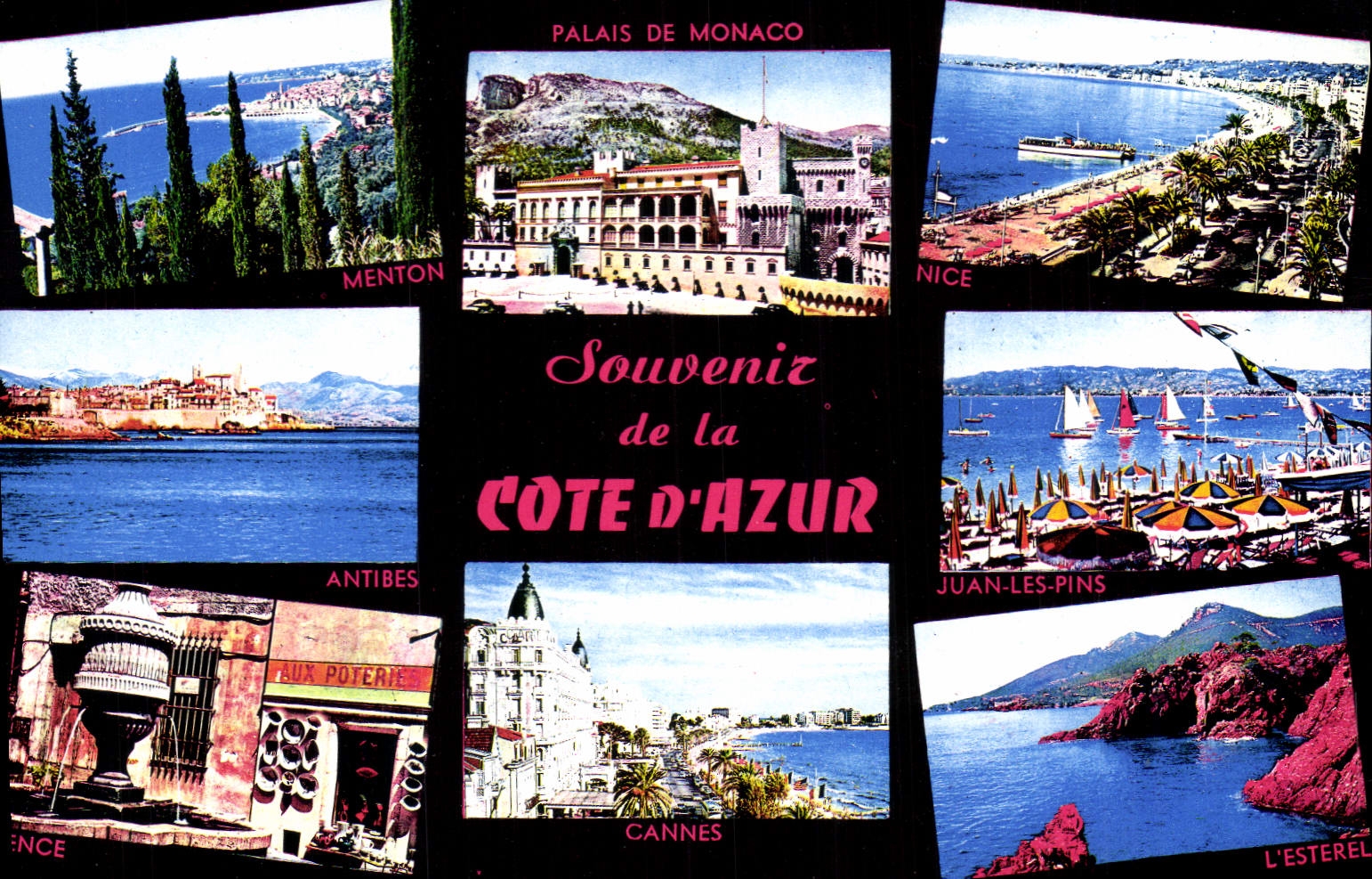 CPm Souvenir de la Cote d'Azur Palais de Monaco Menton Nice Antibes Juan les Pins Cannes L'Esterel