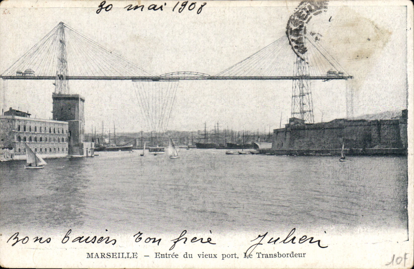 CPA Marseille Entree du vieux port Le Transbordeur