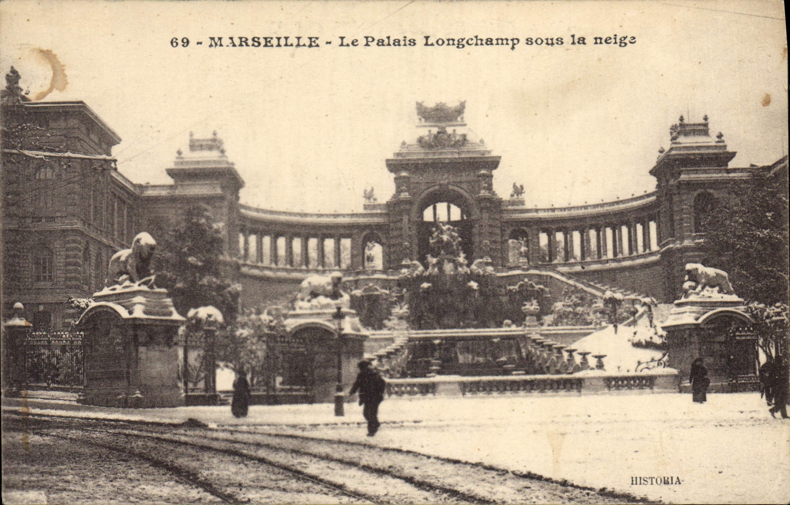 CPA Marseille Le Palais Longchamp sous la neige 