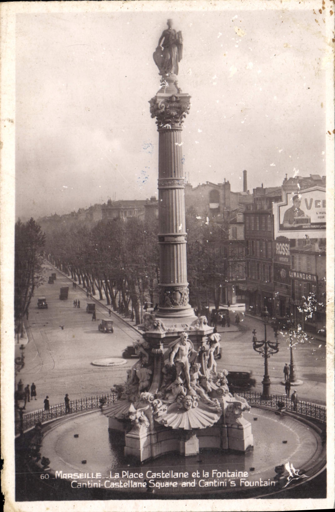CPA Marseille La Place Castellane et la Fontaine