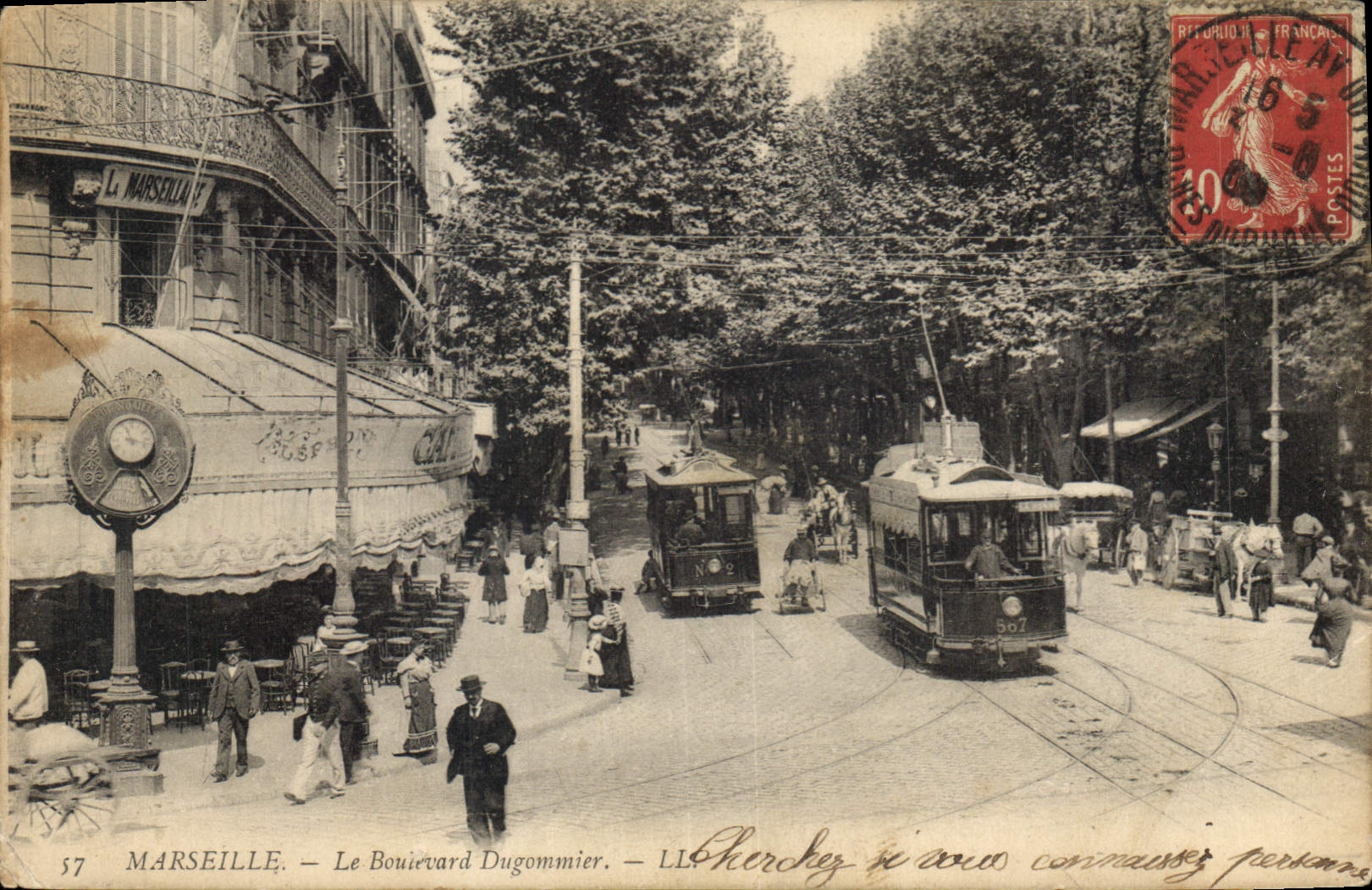 CPA Marseille Le Boulevard Dugommier Tramways