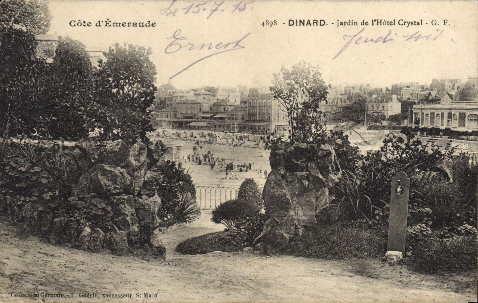 CPA Cote d'Emeraude Dinard Jardin de l'Hotel Crystal