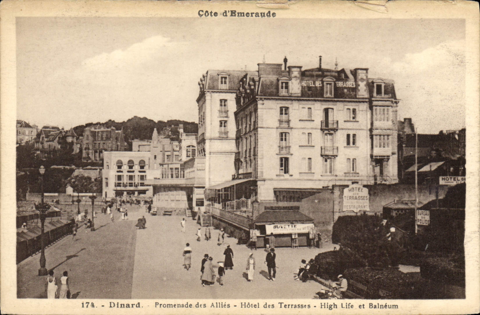 CPA Dinard Promenade des Allies Hotel des Terrasses High Life et Balneum 