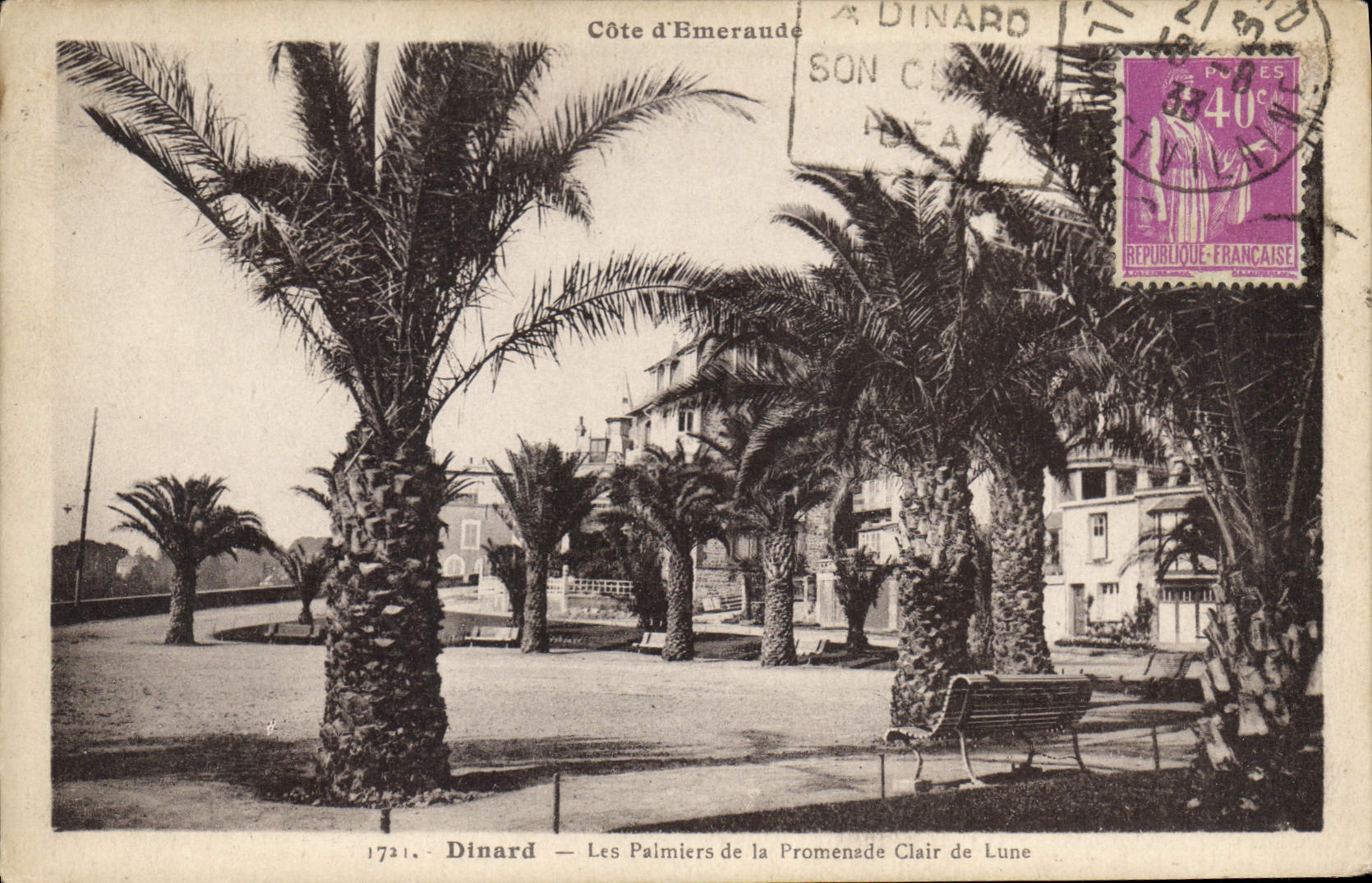 CPA Dinard Les Palmiers de la Promenade Clair de Lune 