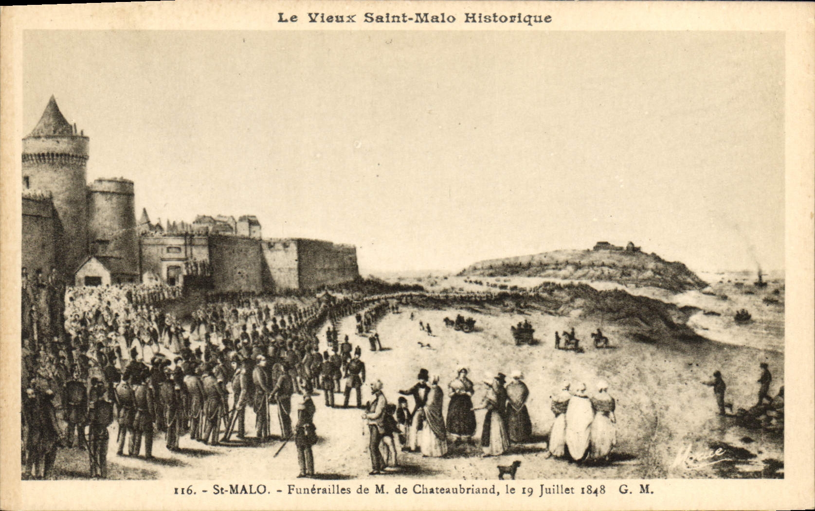 CPA Le Vieux Saint Malo Historique Funerailles de M de Chateaubriand le 19 juillet 1848