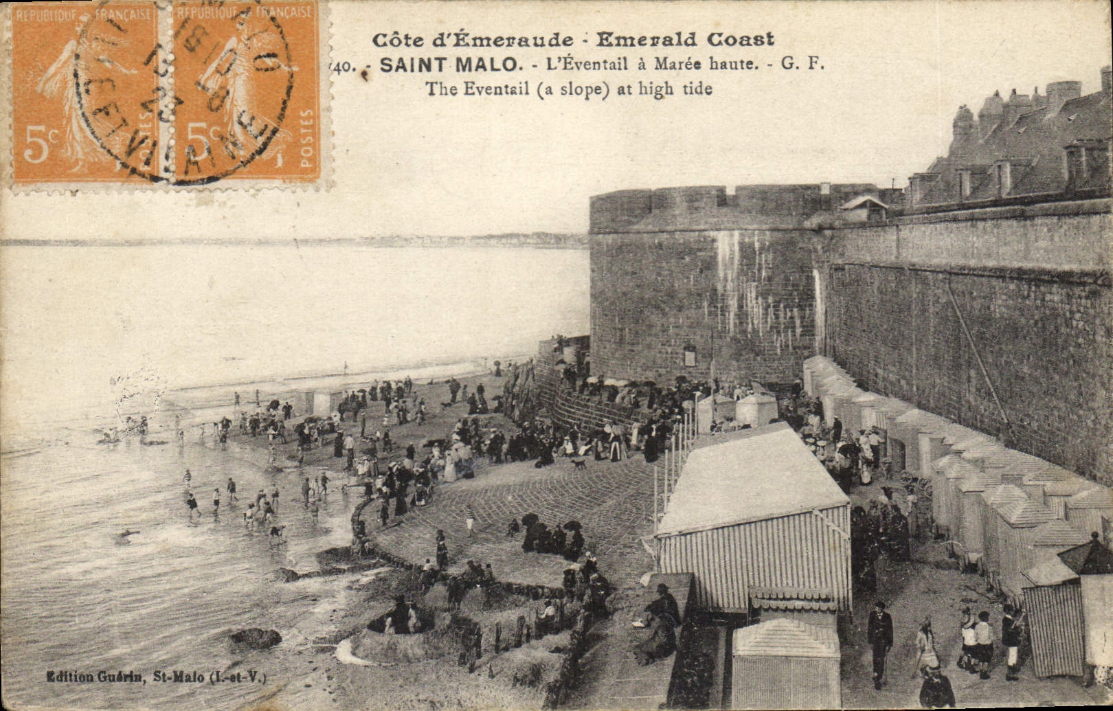 CPA Cote d'Emeraude Emerald Coast Saint Malo l'Eventail a Maree haute