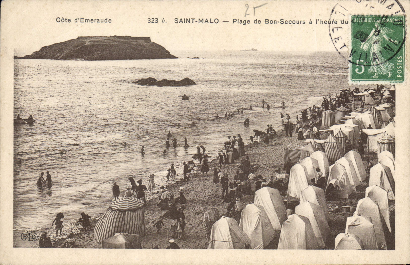 CPA Cote d'Emeraude Saint Malo Plage de Bon Secours a l'haute