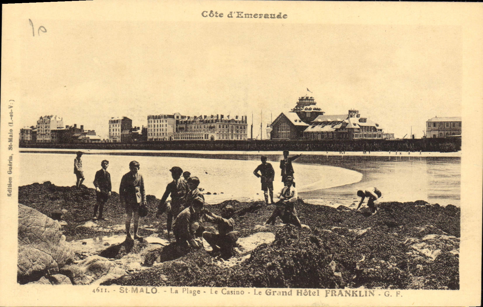 CPA Cote d'Emeraude Saint Malo La Plage Le Casino Le Grand Hotel Franklin