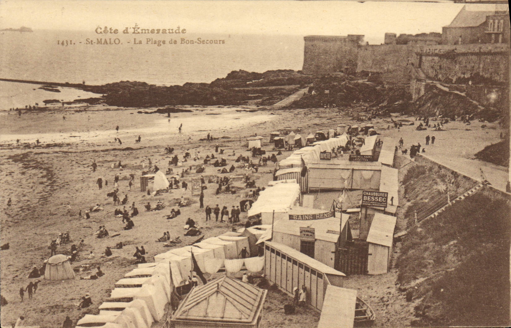 CPA Cote d'Emeraude Saint Malo La Plage de Bon Secours 