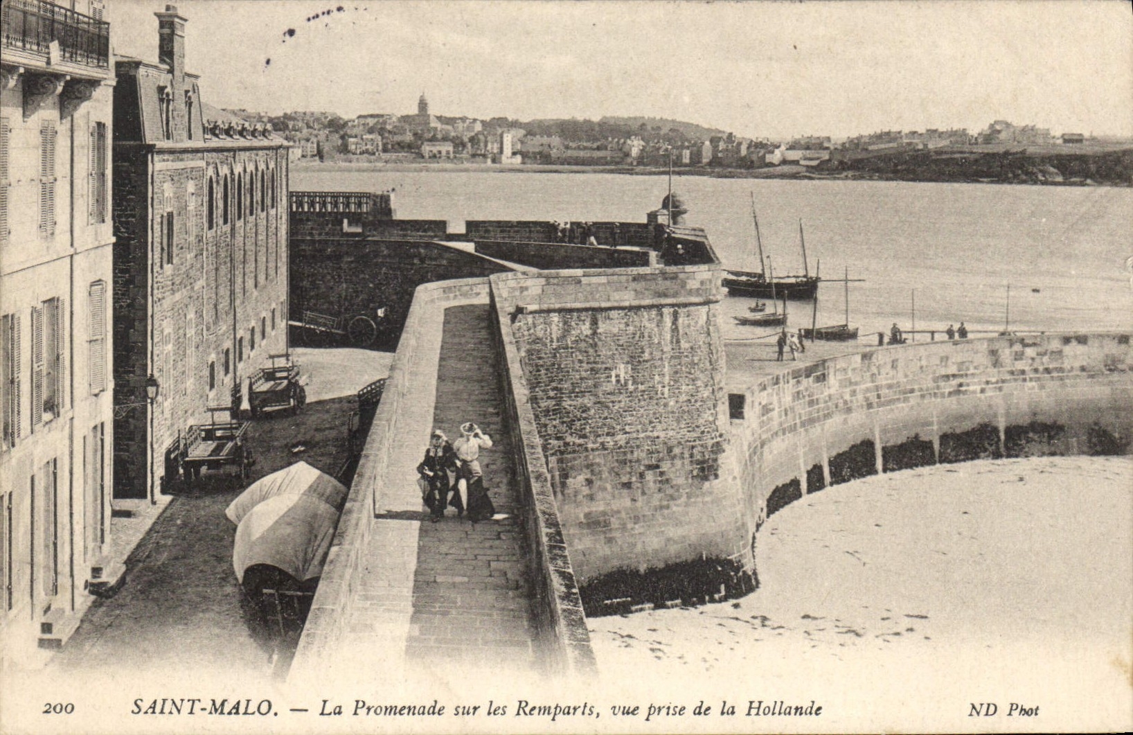 CPA Saint Malo la Promenade sur les Remparts vue prise de la Hollande 