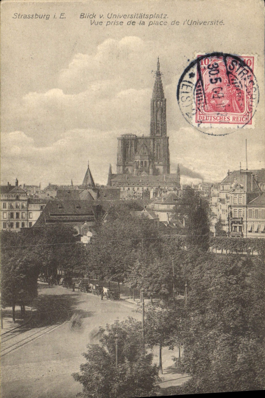 CPA Strassburg vue prise de la place de l'universite 