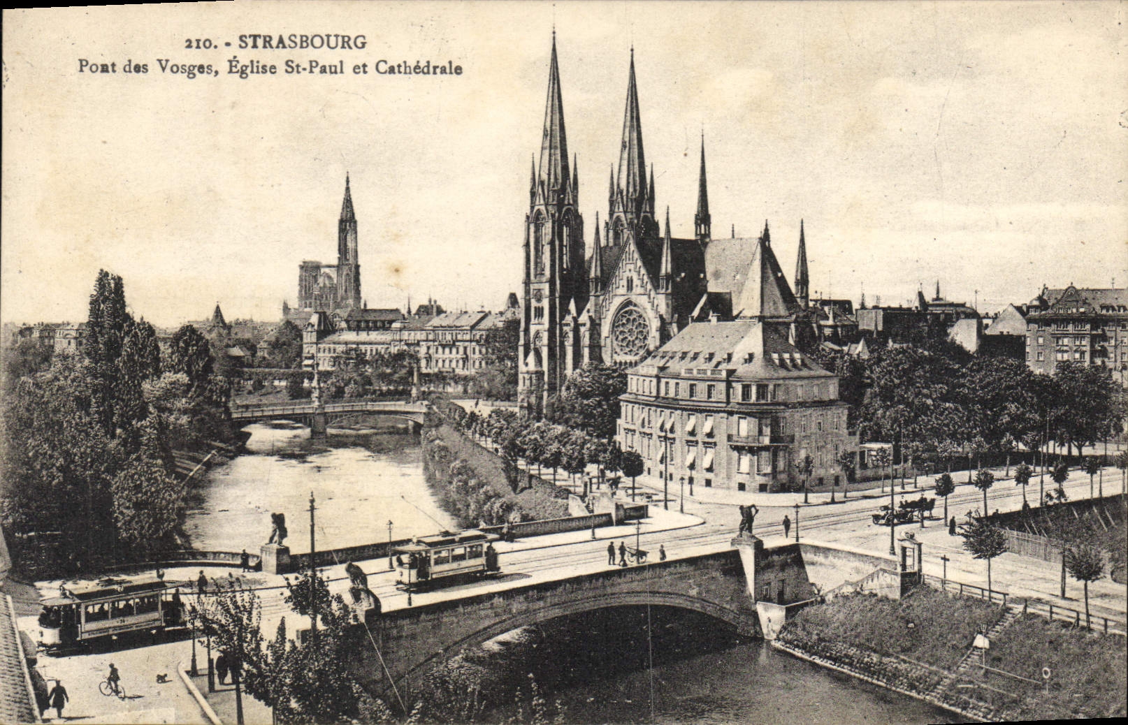 CPA Strasbourg pont des Vosges Eglise St paul et cathedrale 